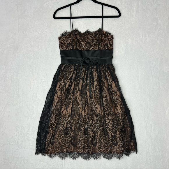 Laundry Shelli Segal Size 2 Cocktail Dress Lace Overlay Midi Cocktail Party NWT - Picture 2 of 14